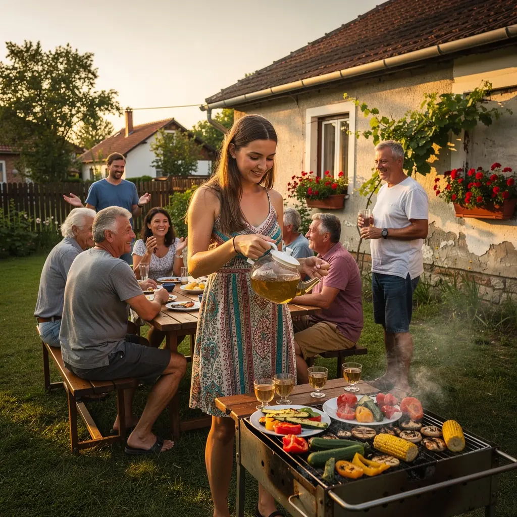 Közelkép a genmaicha teáscsészéről, mellette pörkölt rizs és popcorn.