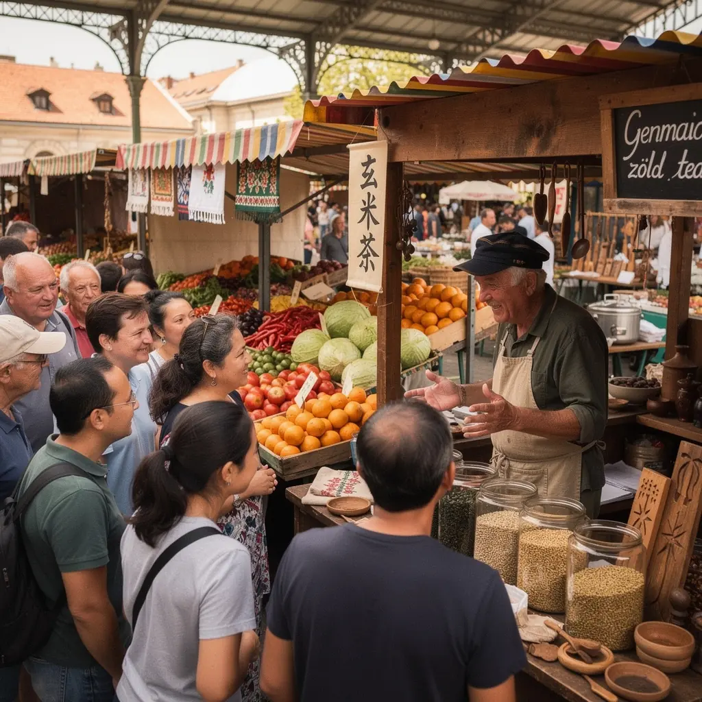 A pörkölt rizs és a zöld tea harmonikus kombinációja, gazdag ízélményt nyújtva.