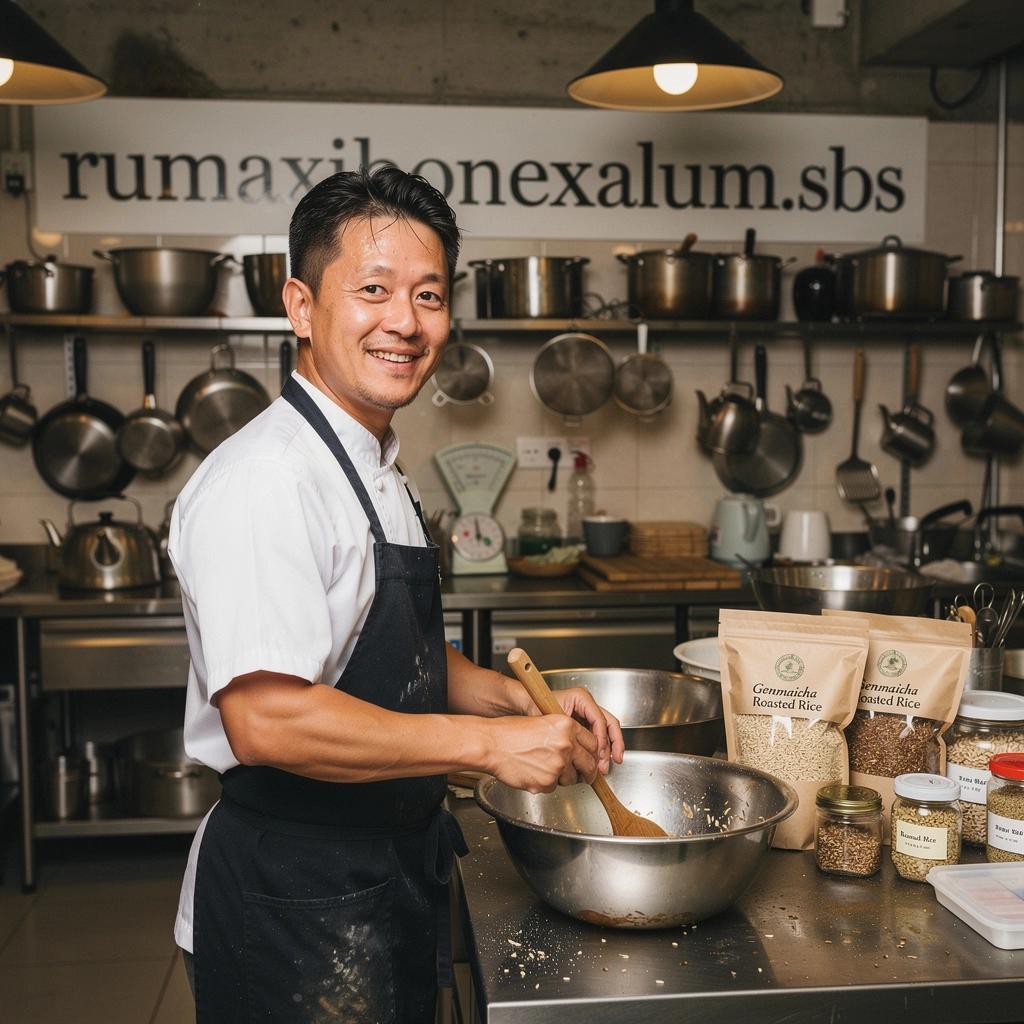 Pörkölt rizsszemek, amelyek a japán genmaicha tea alapját képezik.